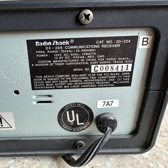 Radio Shack DX-394 Receiver Shortwave AM SSB Radio GREAT FOR BEGINNING LISTENER - Picture 8 of 8